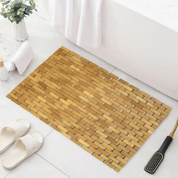 Alfombrillas de baño estera de bambú impermeable plegable antideslizio espesor de madera natural spa alfombra de ducha de ducha suministros de baño suministros de bañera