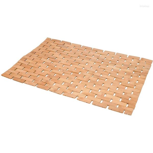 Tapis de Bain Tapis Antidérapant en Bambou avec Design enroulable pour Spa Sauna - Intérieur Extérieur Cuisine Chambre Salle de Bain Toilette