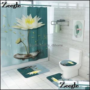 Mattes de bain Accessoires de salle de bain jardin de maison Mat de zeegle et rideau de douche Ensemble de toilettes en microfibre floral Livraison de chute absorbante 2021 M