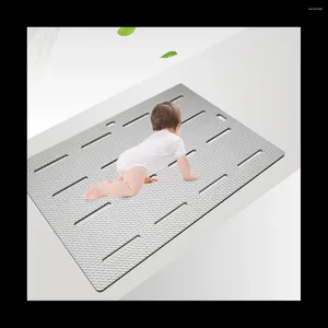 Tapis de bain antidérapant pour salle de bain, douche, sol d'automne, rectangulaire en plastique, toilettes rondes creuses, imperméables, bleu