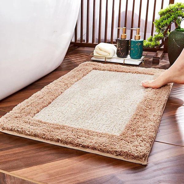 Mattes de bain Doormats de salle de bain Chinois Flocks High and Low Wool Baspigant Houstable Rap-friendly Taps Absorption de l'eau LATPORTION MATE DE SLOP