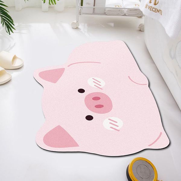 Alfombrillas de baño Mat de baños dibujos animados en forma de agua en forma de animal Puerta de inodoro Diago seco sin deslizamiento alfombra de diatomita