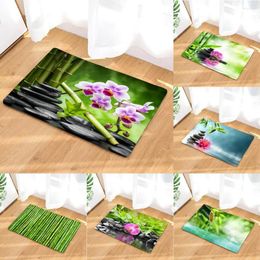 Badmatten badkamer niet-slip mat plant bloem bamboe bamboe zen steen 3d geprinte vloer tapijt toilet tapijt deurmat 45 75 cm en 40 60 cm