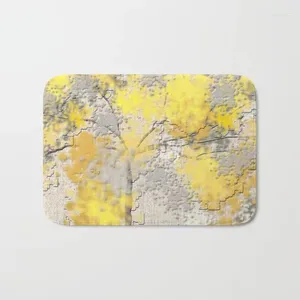 Badmatten badkamer vloerkleden abstract gele en grijze bomen mat flanel absorberende niet -slip deurmat voor toegangsdeur tapijt