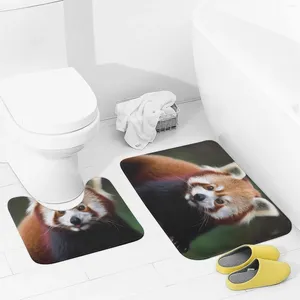 Les tapis de salle de bain des tapis de bain ensembles 2 pièces Animal Red Panda Absorbant en U Tapis de toilette en forme de U
