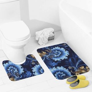 Tapis de salle de bain tapis de bain Ensembles 2 pièces Classic Blue Absorbants en forme de U Tapis de toilette