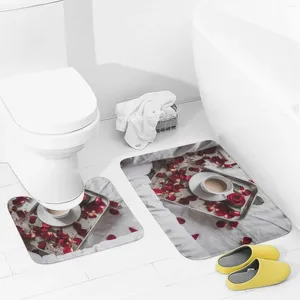 Tapis de salle de bain tapis de salle de bain Ensembles de café 2 pièces et de lit blanc absorbant en U Tapis de toilette en forme de U