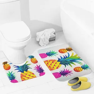 Alfombras de baño alfombras de baño 2 piezas colorido alfombra de inodoro absorbente de piña en forma de U