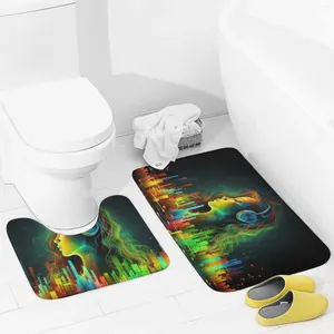 Les tapis de salle de bain des tapis de bain ensembles 2 pièces cool musics absorbants en forme de U Toilet de toilette