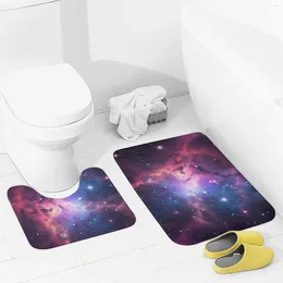 Tapis de salle de bain tapis de bain Ensembles Univers 2 pièces Galaxy Star Space Absorbant en forme de U Tapis de toilette en forme de U