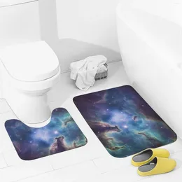 Les tapis de salle de bain des tapis de bain ensemble 2 pièces Universe Galaxy Space Absorbant en U Tapis de toilette en forme de U