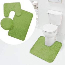 Tapis de toilette de salle de bain pour salle de bain pour l'ensemble en vert solide en vert comprend 1 couvercle de couvercle ultra absorbant avec