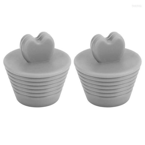 Mattes de bain Baignoire bouchon de drain bouchon stopper 2 emballages avec des bouchons de silicone de poignée de coeur pour lavabo de salle de bain et