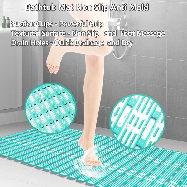 Alfombrillas de baño Mat de bañera No Slip antideslizante El drenaje rápido se puede cortar la ducha con tazas de succión fácil de limpiar