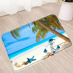 Badmatten strand mat oceaan landschap niet-slip kokosnootboom voordeur tapijt voor badkamer toiletproducten pad voet pedaal home decor