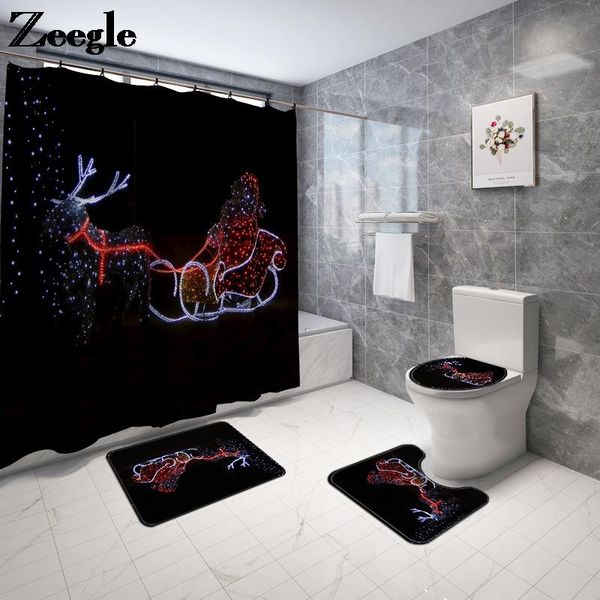 Alfombrillas de baño, alfombrillas negras de dibujos animados para baño, juego de alfombrillas y cortinas de ducha, funda absorbente para asiento de inodoro