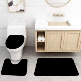 Badmatten Zwart Mat Set Modern Simple Solid Color Tapijt El Home Badkamer Decoratief niet-slip Tapijt Tapijt u vorm toiletdekselomslag