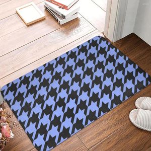 Tapis de bain Tapis de pied pied-de-poule bleu Cuisine Salle de douche À carreaux Séchage rapide Accessoires de salle de bain Protection Anti-dérapant Tapis de toilette