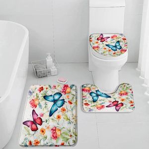Mattes de bain papillon 3pcs de salle de bain set de tapis