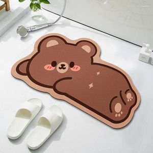 Tapis de bain ours de dessin animé, paillasson antidérapant, absorbant, pour salle de bain, sol doux, toilettes, cuisine, lavable en Machine