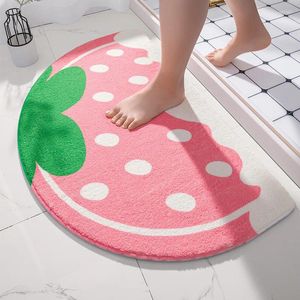 Tapis de bain dessin animé Instagram mignon demi-rond salle de bain tapis de sol absorbant l'eau pied d'entrée