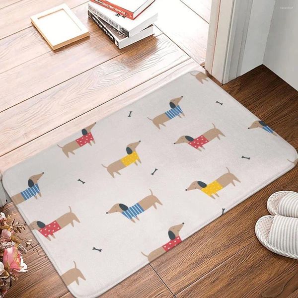 Tapis de bain dessin animé saucisse teckel chien tapis antidérapant Animal toilette séchage rapide cuisine salle de douche sol salle de bain tapis