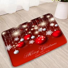 Bath Mats de salle de bain salle de bain Mat de bain dessin animé Santa Claus Children's Child's Holiday Decor Tappet chambre cuisine flanelle non glissée tapis de Noël