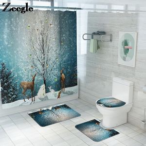 Tapis de bain arbre de noël imprimé salle de bain microfibre tapis tapis tapis ensemble antidérapant salle de douche pied toilette sol