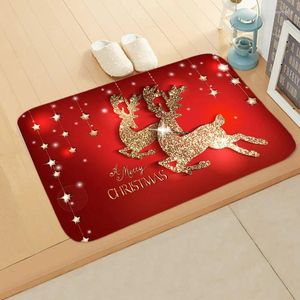 Bath Mats Kerstjaar Feestelijke Santa Elk Floor Mat Slaapkamer Badkamer Huis Water-absorbent Anti-slip