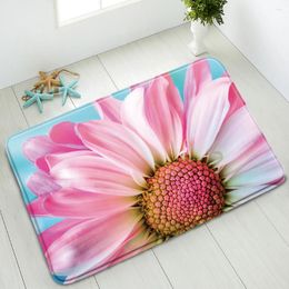 Baignoires Couleur Fleurs de salle de bain non glissée tapis rouge rose rose noir fond noir entrée pailtre absorbat absorbant tapis lavable décoration intérieure