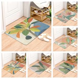 Mattes de bain Plantes colorées imprimées entrants décoratifs pailtre antidérapant tapis absorbant de cuisine tapis tropical de style tropical