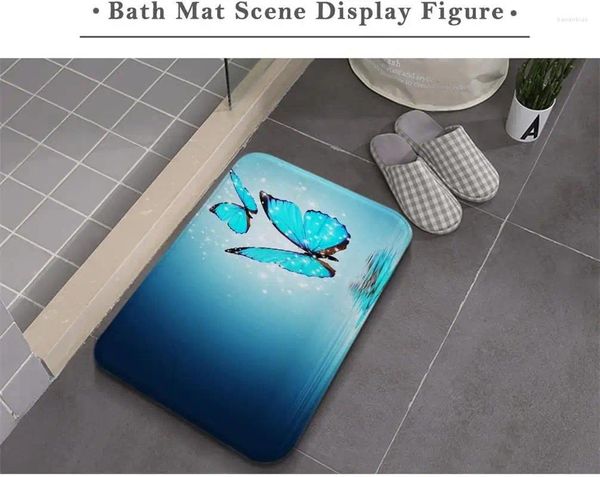 Tapis de bain colorés étoiles bleu papillon