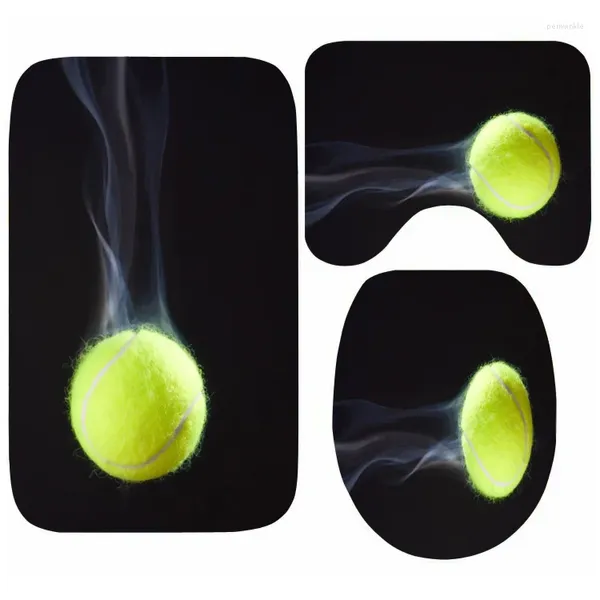 Baignoires Tennis Cool Tennis Ball Print Mat Set Sport Salle de bain non glissement 3PC