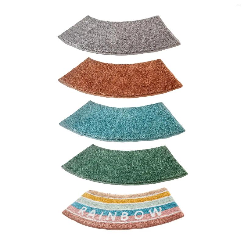 Bath Mats Curved Shower Mat Fan Shaped Foot Rug Carpet Soft Plush