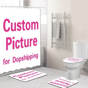 Badmatten aangepaste foto toiletset deksel douchegordijn met badkamer niet-slip tapijten voetkussen anti-slip tapijt 4 stks/set