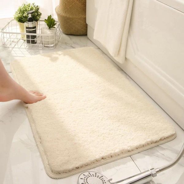 Alfombras de baño personalizadas, venta directa de fábrica, alfombra absorbente para el baño, alfombra de entrada de Color sólido para el hogar, estilo Ins