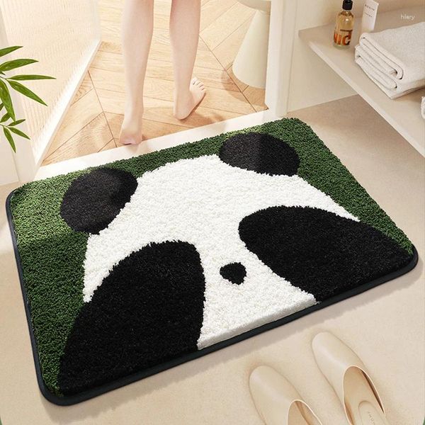 Alfombrillas de baño lindas caricaturas grandes alfombras absorbentes de panda que acuden en la alfombra de baño grande de la piel suave