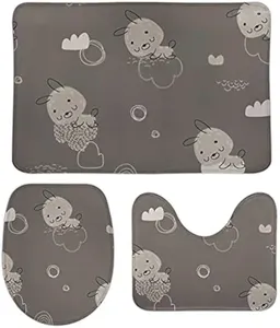 Mattes de bain Migne Cartoon Kawaii Animaux Brown Stronle Spolor Tapis Sett 3 Pieds Absorbant sans glissement Soft