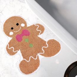 Tapis de bain Mattes d'entrée Mat de porte Gingerbread Homme Tapis Tox Cashmere Christmas Decoration Kitchen Bathroom Non-Slip