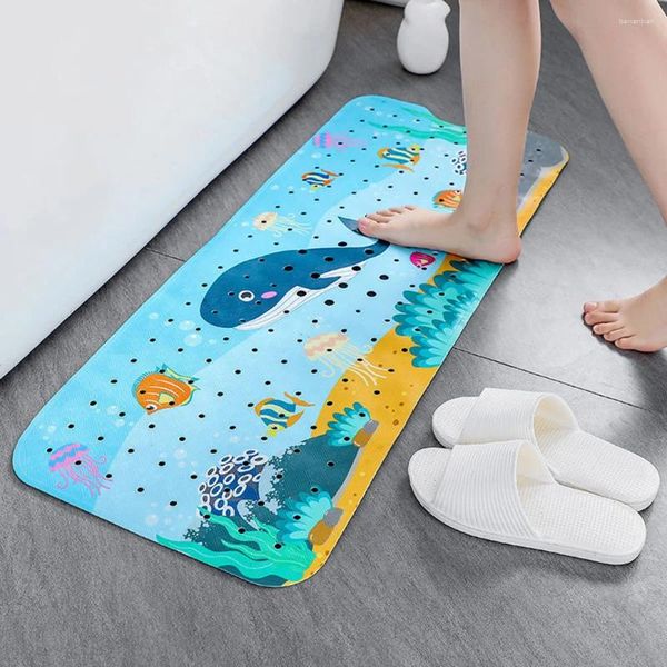 Tapis de bain Extra Large pour enfants, tapis pour bébé avec trous de drainage, 40x16 pouces, baignoire, dessin animé, douche pour tout-petits