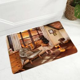 Bath Mats Fairy Tale World Printing Flanel Mat Non-Slip Decor Cute Cartoon Girl Landat Floor Door For Children Room