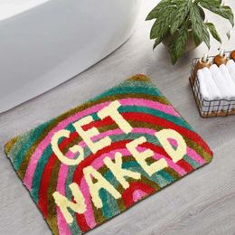 Tapis de bain floqué en laine haute et basse, tapis de sol Jacquard avec lettres, tapis absorbant pour salle de bain