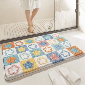Tapis de bain fleur flocage super eau absorbant tapis doux confortable confortable baignoire de baignoire
