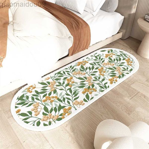 Alfombras de baño Alfombra de dormitorio suave con flores, alfombra junto a la cama para niños con estampado floral, alfombras de juego antideslizantes para habitación de niños, alfombras largas para sala de estar AA230506