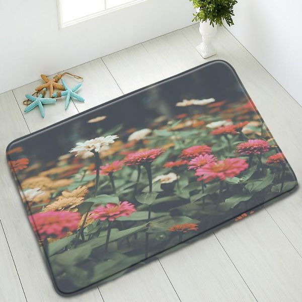 Tapis de bain fleurs plantes tapis antidérapant sol intérieur chambre cuisine salon paillasson lavable maison tapis absorbant coussinets de pied