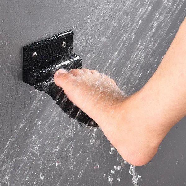 Mattes de bain Poids de douche pliants Tool noir / argent Aluminium ALLIAGE ANTI-SLIP Auxiliaire pédale de salle de bain accessoires de salle
