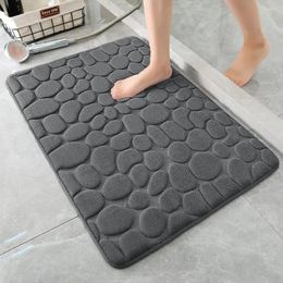 Alfombrillas de baño Alfombrilla para pies Coral Fleece Memoria Algodón Hogar Baño en relieve Espesado Sólido Antideslizante Color de piedra absorbente Bordado F5L3