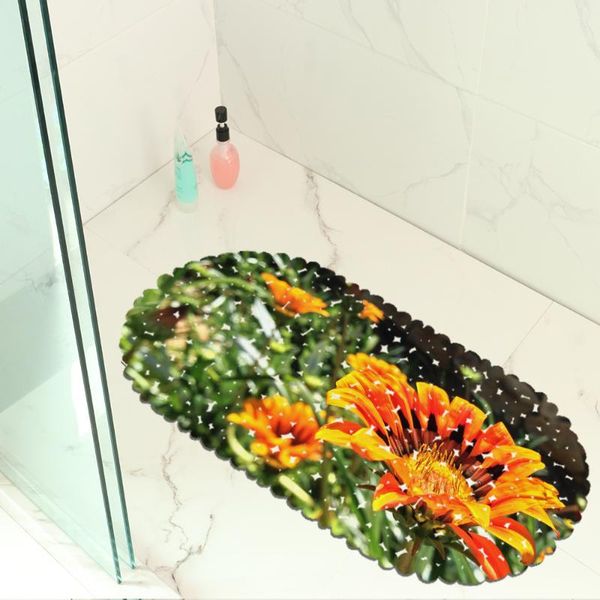 Tapis de bain plante fraîche image balcon tapis de salle de bain hydrophobe anti-dérapant PVC porte piscine tapis