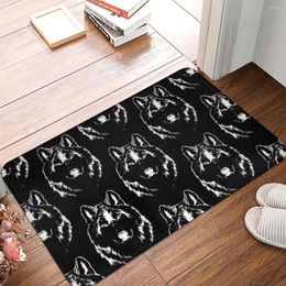 Baignoire tapis de loup funky tapis de tête de salle de bain en noir et blanc de la salle de bain Porte de douche de douche en velours doux