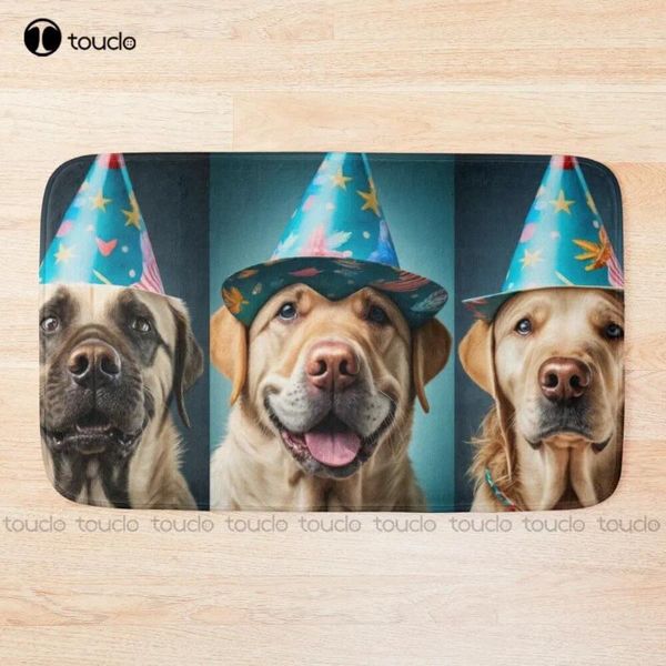 Mats de baño divertidos Labrador Retrievers con sombreros de fiesta Most Music Baño